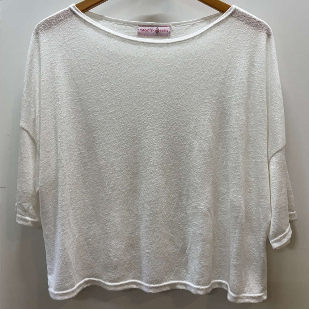 Elegant White Long Sleeve Top by Forgotten Tribes